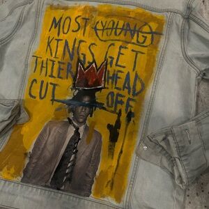 Hand painted Basquiat denim
